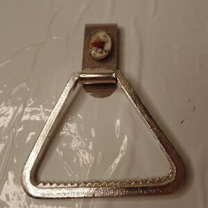 Vintage Silvertone Triangle Square Dancing Towel Holder With Square Dancers 3X4"